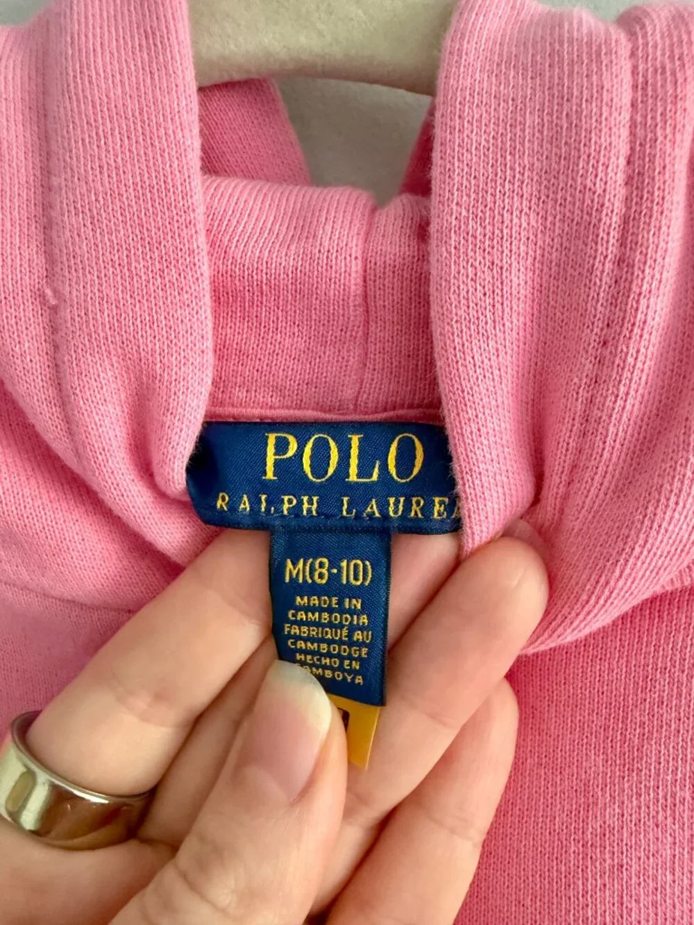 Polo Ralph Lauren Pink Floral Big Pony Hoodie Sweatshirt Girls M 8-10